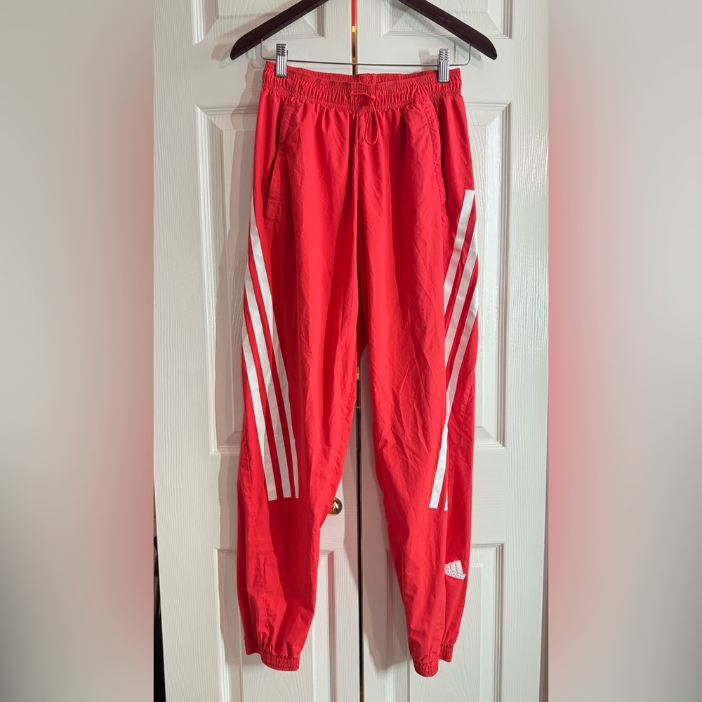 Adidas Future Icons Track Pants Small Mens Red Orange White Windbreaker - Small